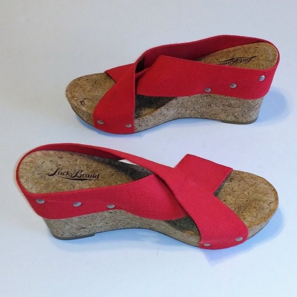 *Lucky Brand red cork wedges 10M - Picture 3 of 8